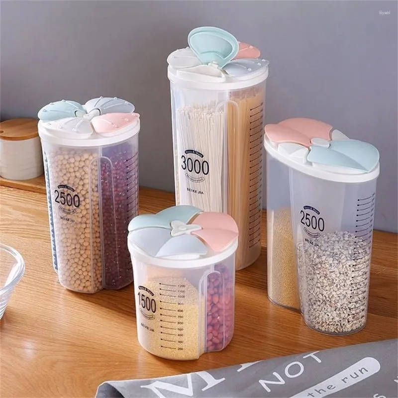 Bottiglie di stoccaggio cucina barattolo set di bombolette in muratore di cereali in plastica