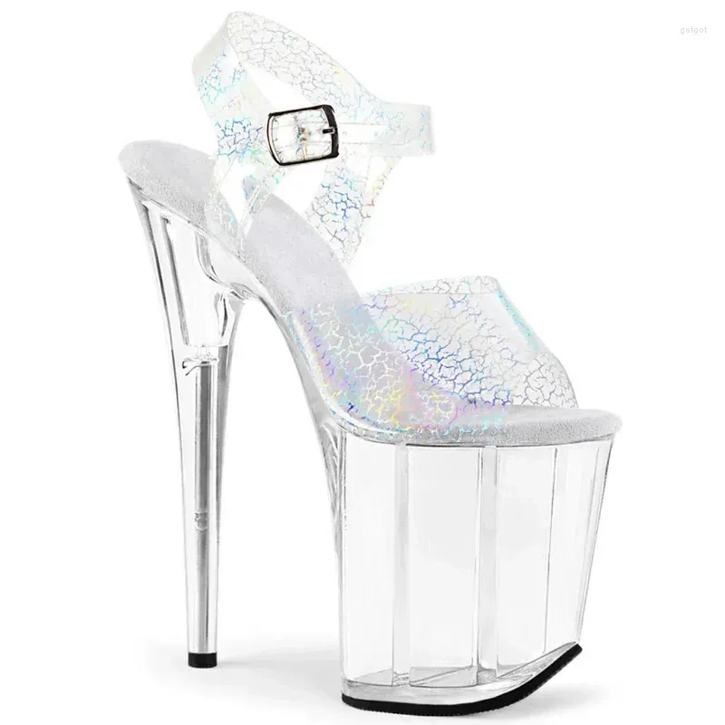 Dress Shoes 20cm Transparent Waterproof Platform High Heels Crack Upper Sandals/pole Dancing Model Catwalk