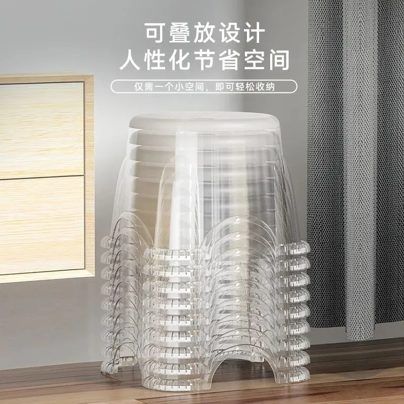 Taburetes pequeños transparentes Banco de plástico Taburaces para el hogar Heces redondas engrosadas