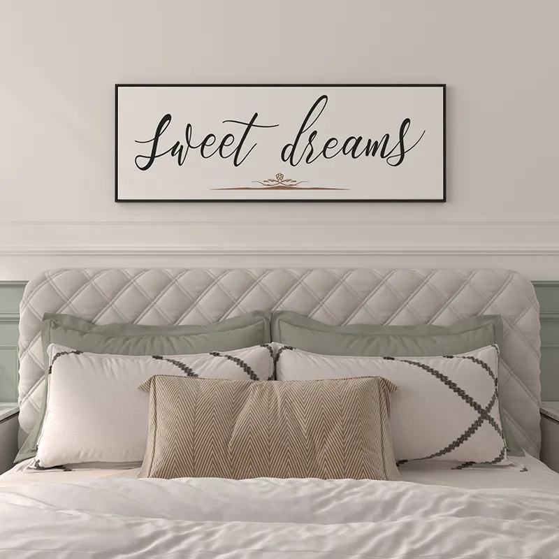 PEONIA 41" x 15" Sweet Dreams Above The Bed Wall Decor (Black)