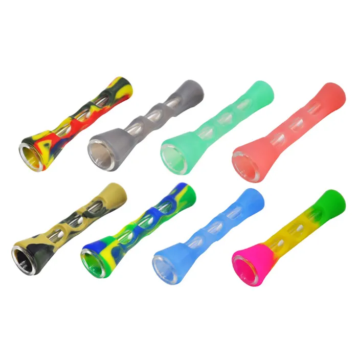 New Colorful Horn Silicone Glass Pipe Smoking Mounthpiece Tube Holder Non-slip Handle For Preroll Rolling Handroller Herb Tobacco Cigarette