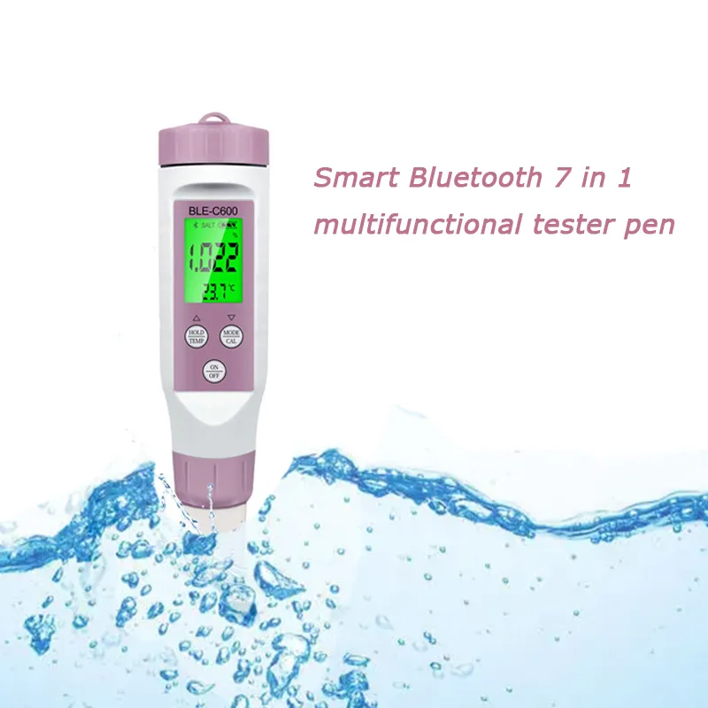 Digital Smart Bluetooth 7 i 1 Temp orp ec tds SALINITY S.G PH Mätare Vattenkvalitetstestare för att dricka laboratorieakvarium