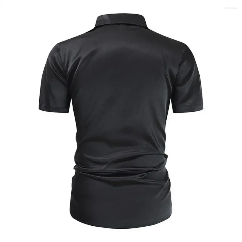 Chemises décontractées pour hommes Men de la chemise respirante élégante Satin V cou avec un collier de remin-down tissu doux formel pour le bureau
