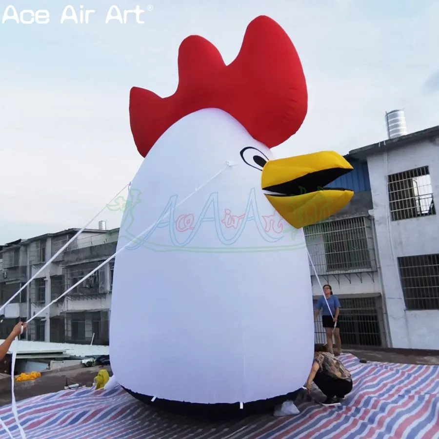 Popular 8mH (26ft) with blower Inflatable Animal Air Blown Chicken Head For Outdoor Park Lawn Decoration Restaurant Exhibition