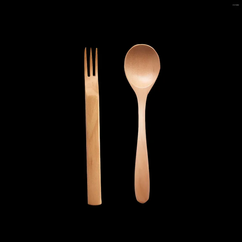 Set di stoviglie Giemza Foregne di legno per mangiare cucchiaio biodegradabile eco -friendly set logo compostabile personalizza