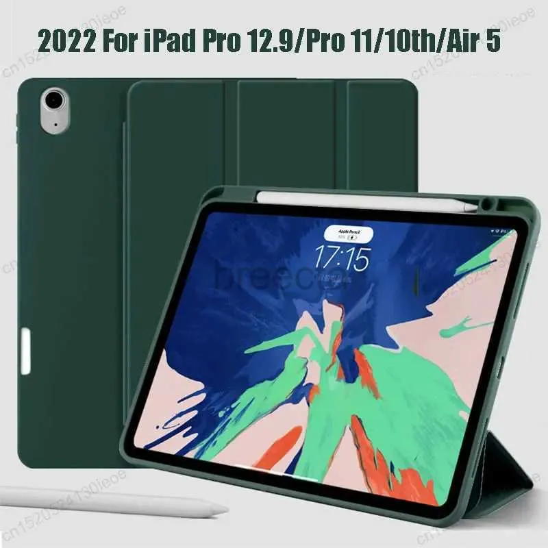 Tablet PC Cases Sacs pour iPad Pro 11 12.9 2021 2020 2018 CAS IPAD AIR 5 2022 AIR 4 CAS 10e 10e pouces Porte-crayon Magnet Funda Coque Capa 240411
