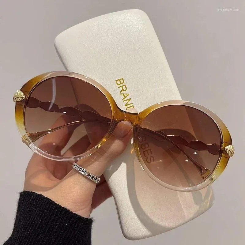 Outdoor Eyewear Vintage Round Frame Sunglasses Gradient Colorful Trendy Fashion Women Female Brand Designer Shades For Ladie