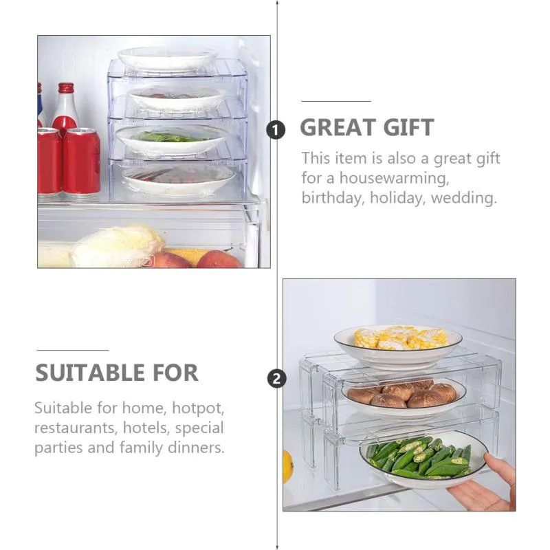 2-Pack Stackable Fridge Organizer Bins - Clear Refrigerator Storage ...