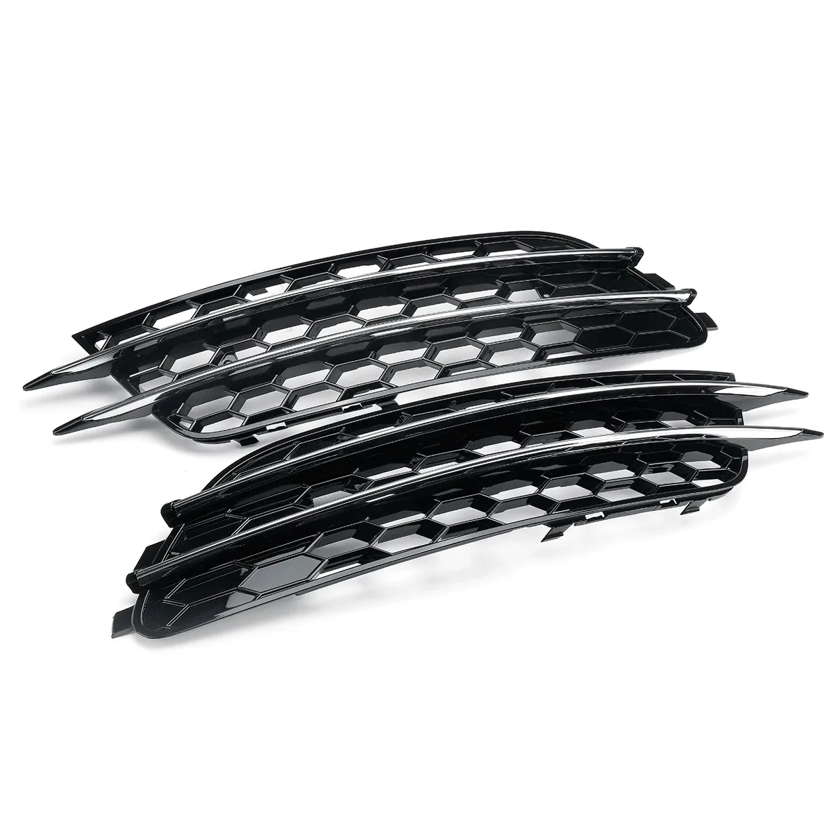 NS Honeycomb Front Bumper Fog Light Grille Cover Chrome For Audi A6 C7 Sedan 12 15