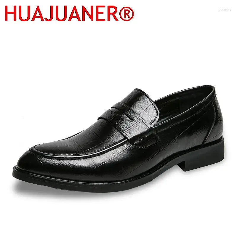 Chaussures décontractées en cuir noir Forme Bureau Business Bureau Slip on Robe Robon