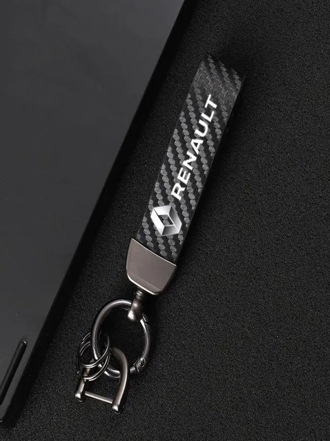 Keychains Leather Car Keychain 360 -graders roterande hästsko nyckelringar för Renault Megane 2 3 4 Clio Duster Captur Accessories3020439