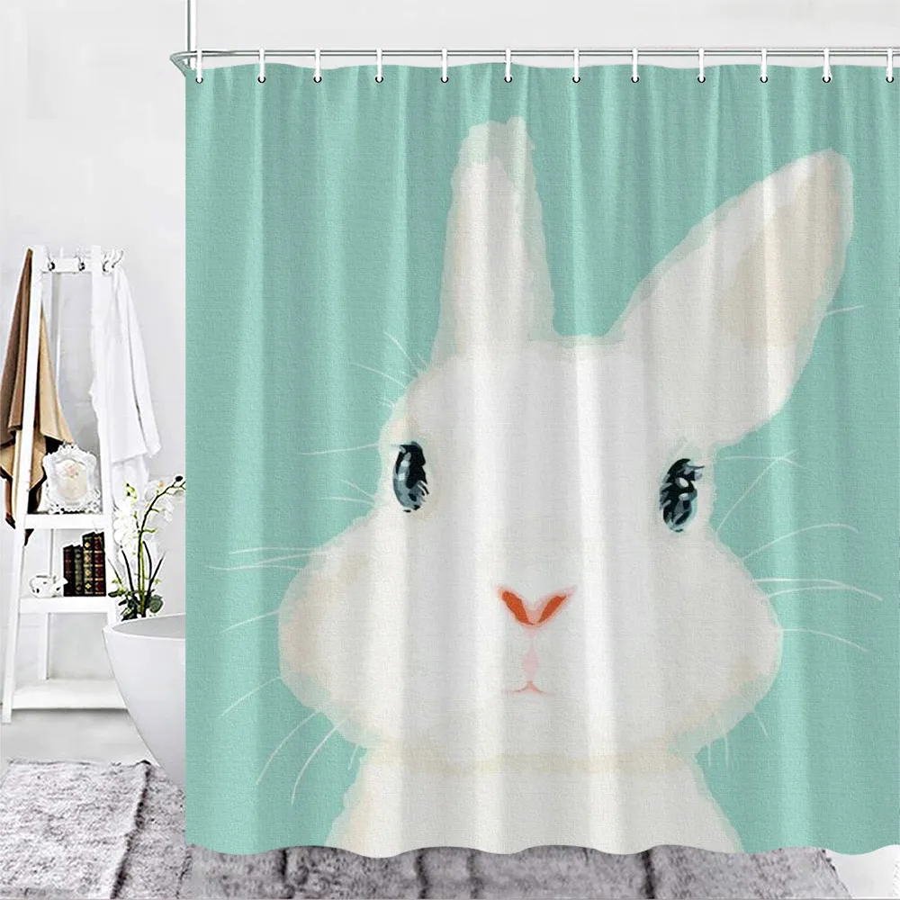 YRMLYMOP 12 PCS Pink Rabbit Shower Curtain Hooks - Rustproof Resin & Stainless Steel Bathroom Decor - View #4