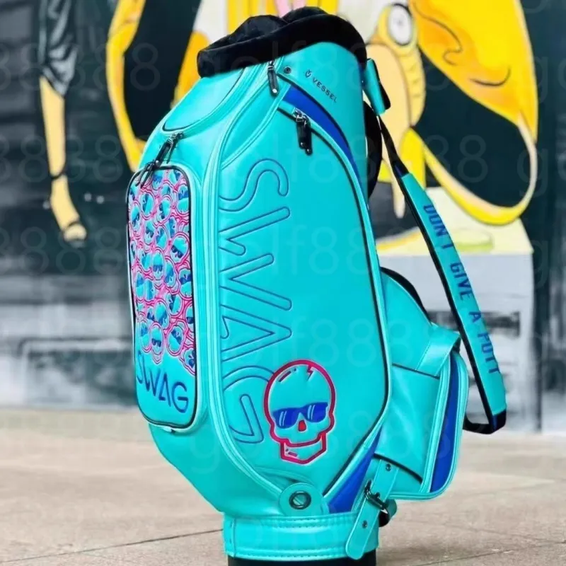 Waterproof Golf Stand Bag with Blue Skull Graphics