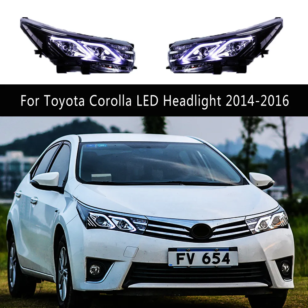 للمصباح الأمامي LED Toyota Corolla المصباح الأمامي 14-16 DRL DRL النهار تشغيل ضوء العارضة العليا لافتة لتيرة مؤشر إشارة المؤشرات الأمامية