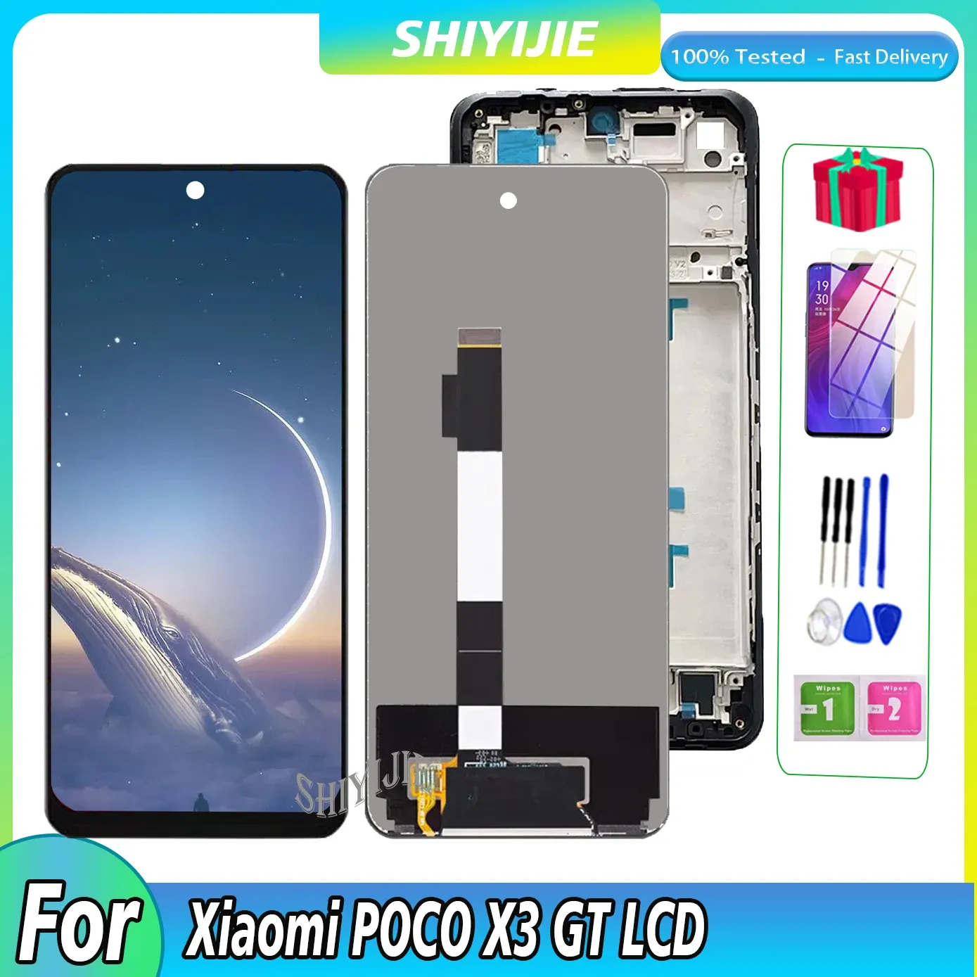 Original LCD för Xiaomi POCO X3 GT Display Touch Screen Digitizer för POCO X3GT Ersättare LCD -delar 21061110AG Display