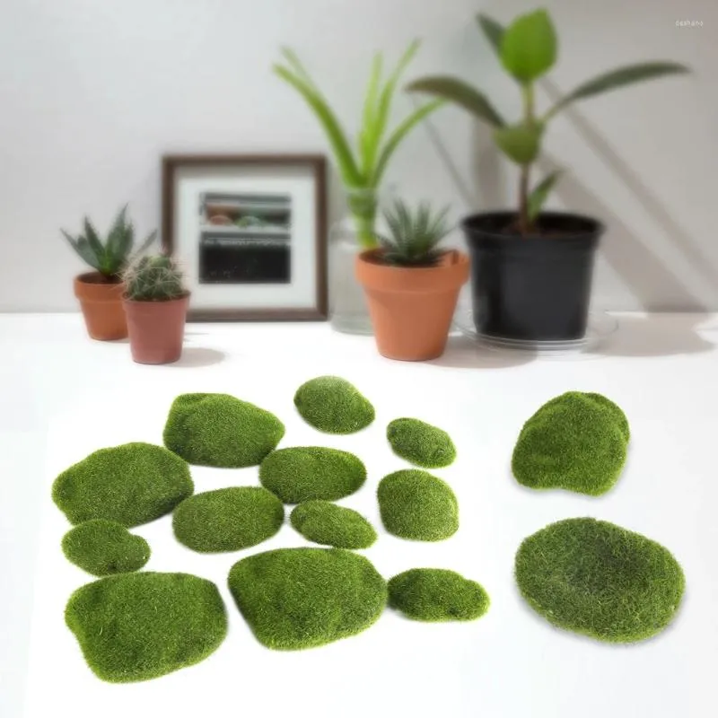 Gartendekorationen 12pcs Grüne künstliche Moossteine Simulation Gras Bryophyten Bonsai DIY Landschaft Dekor