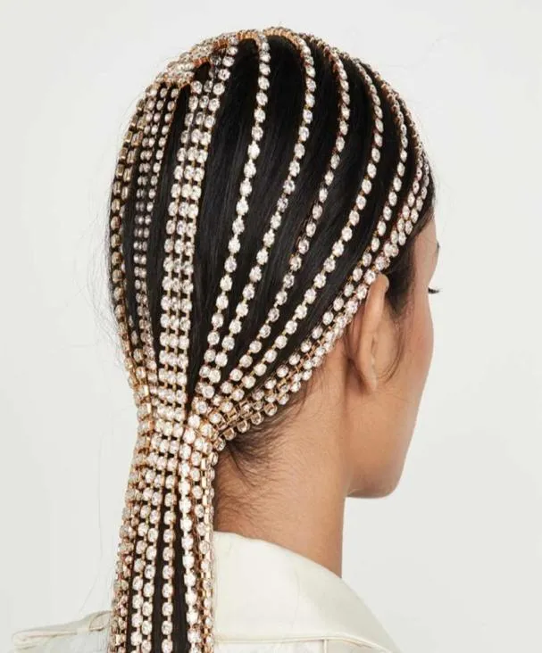 Bridal Headband Rhinestone Long tassel Accessories for Women Crystal Multi Strand Head Chain Hair Jewelry15660171356988