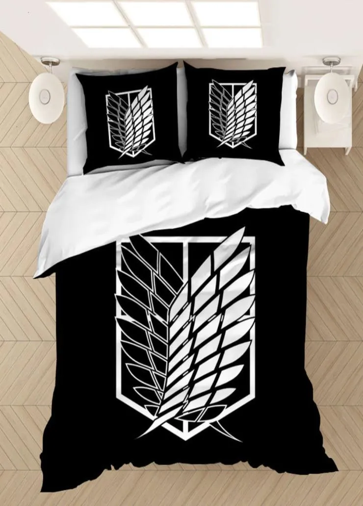 Home Textiles Anime -Angriff auf Titan 3D Printed Duvet Cover Pillowcas Tröster Bettwäsche Set Bettwäsche Bett Linenno Sheet4741786