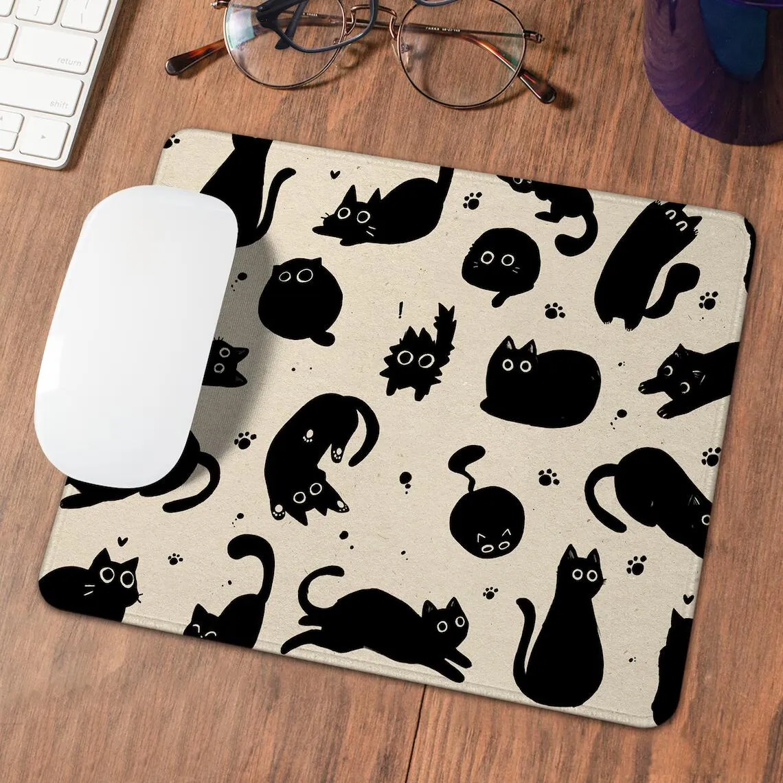 LIMKRIAN Cute Black Cat Desk Pad, Large Gaming Mouse Pad, Mouse Pads For Desk, Non-Slip Keyboard Mouse Pad For Desktop Computer, Laptop, Office, Work, Game, Home, 80 - View #2