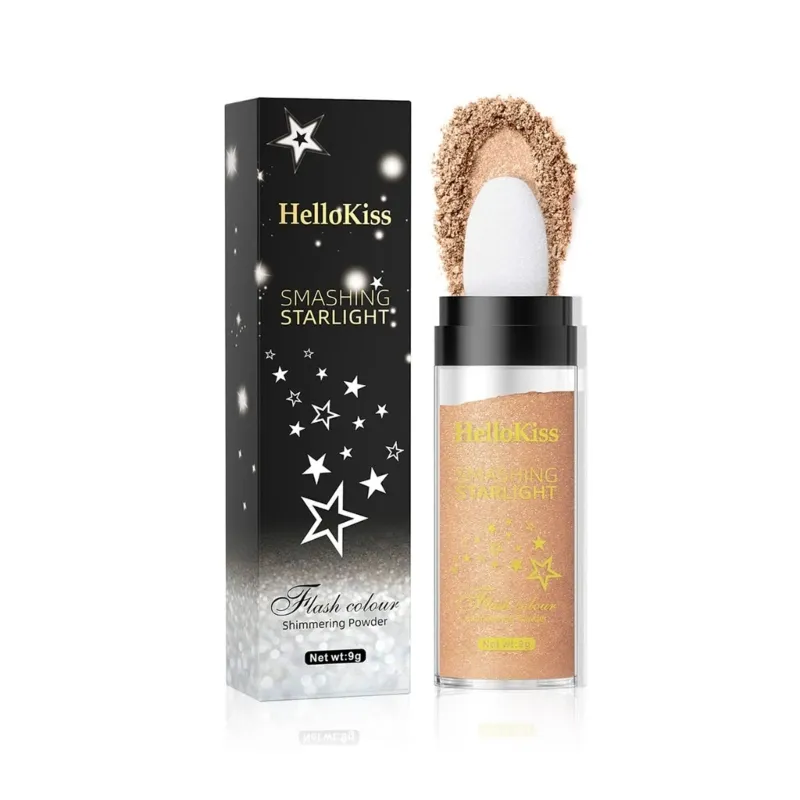 Hello Kiss Shimmer Shimmer Powder Pute Не намачивая, прояснить естественный макияж Sparkle-Highlighter косметику для макияжа тела лица