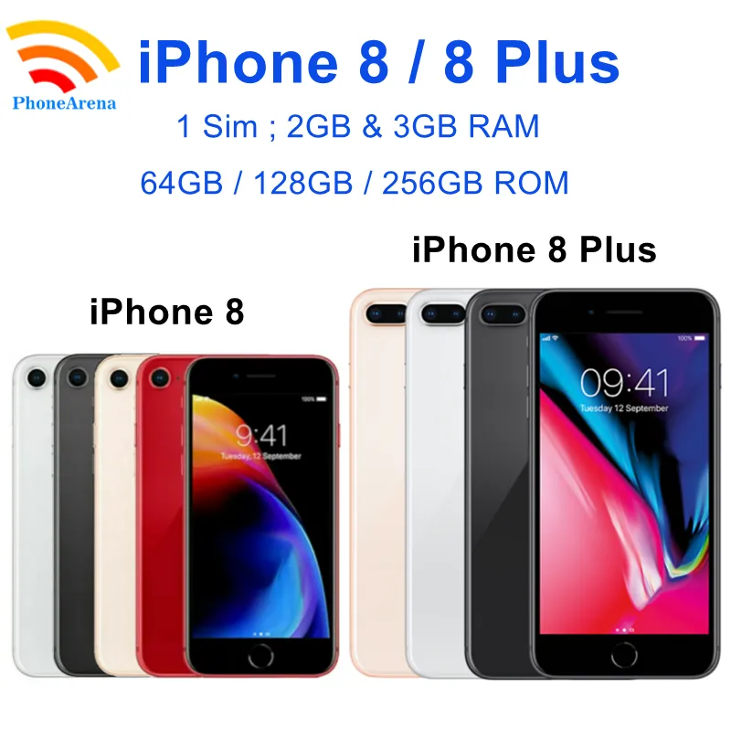 Oryginalny iPhone8 iPhone 8 Plus 4,7 "5,5" Retina IPS LCD 64/128/256GB Odblokowany 4G iPhone 8 Pedent Pedentprint True Ton