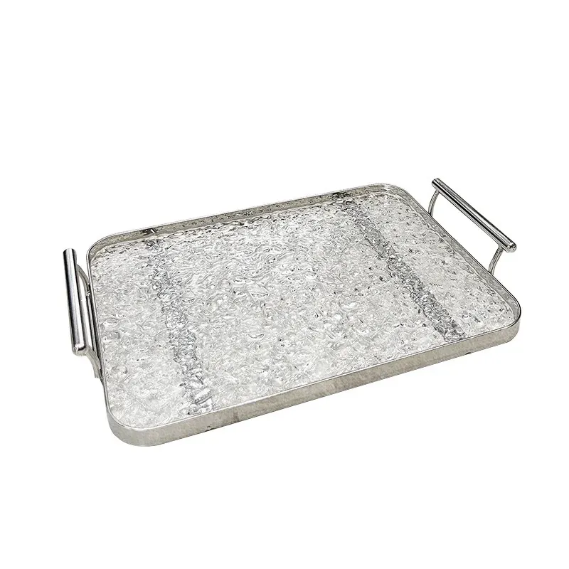 Nordic Wind Acrylic Tray: Fashionable Cutlery & Tea Serving with Handle Creative Design Elegant Data Organizer.