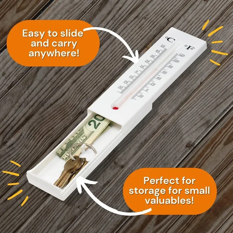 Creative personality simple and interesting outdoor fake thermometer hidden key storage and storage device 240410