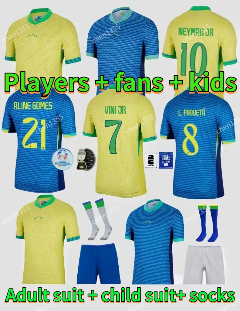 Richarlison Soccer Jerseys Brasil Raphinha vini paqueta Antony 24 25 Kits de camisa da equipe nacional da Copa do Mundo Jesus Casemiro Brasil Martinelli Rodrygo Futebol Kids Kit