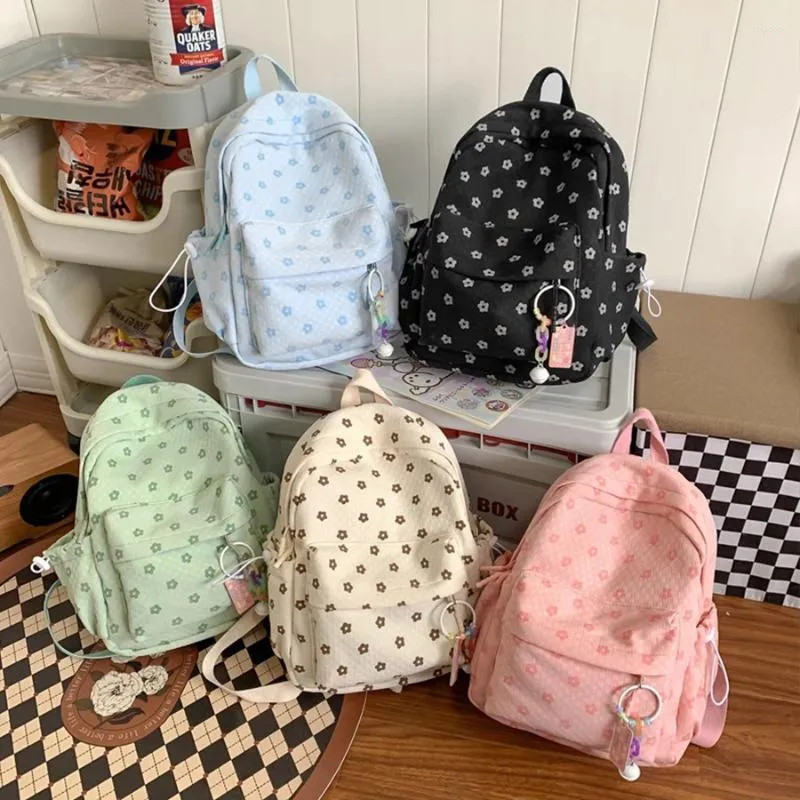 Backpack Small Floral Female Korean Fresh Student School Bag College Bagpack Large Outdoor Rucksack Travel Mochila Sac