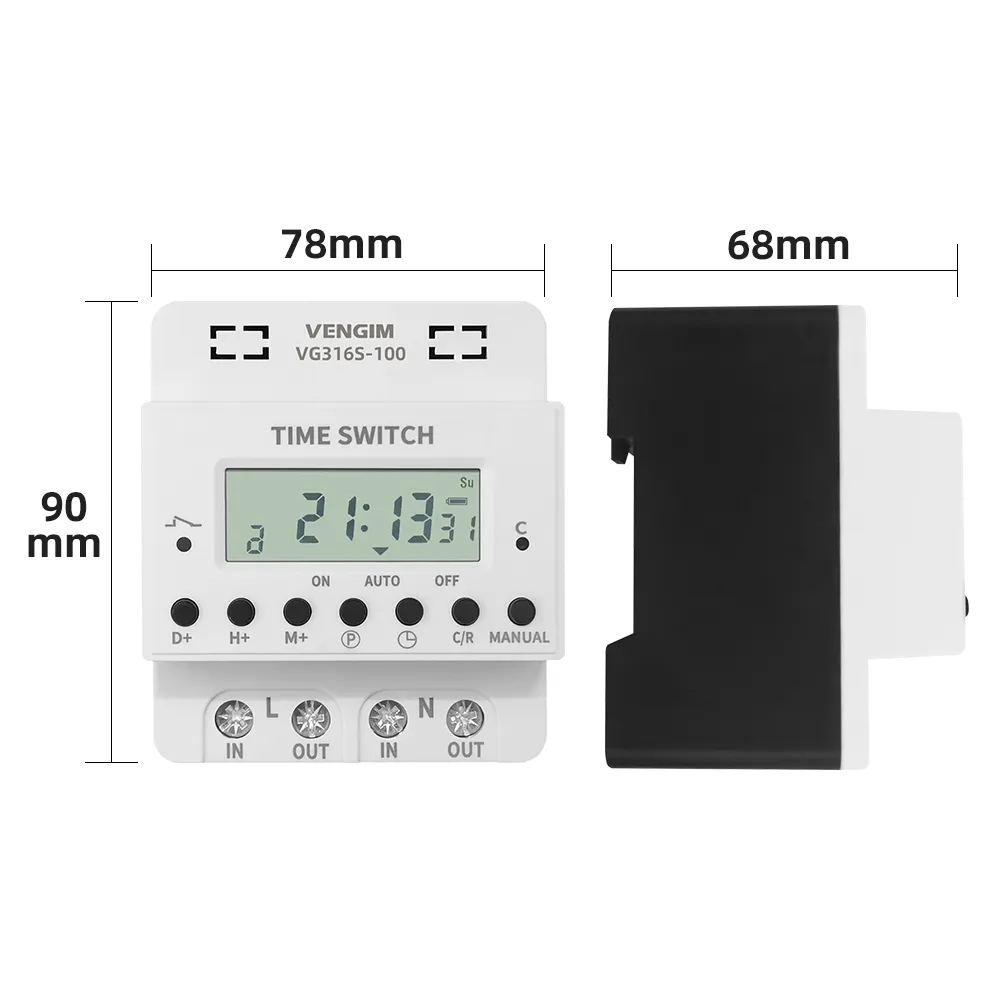 Timer 220V 60A-200A, relé de interruptor do timer digital, timer programável eletrônico semanal de 7 dias