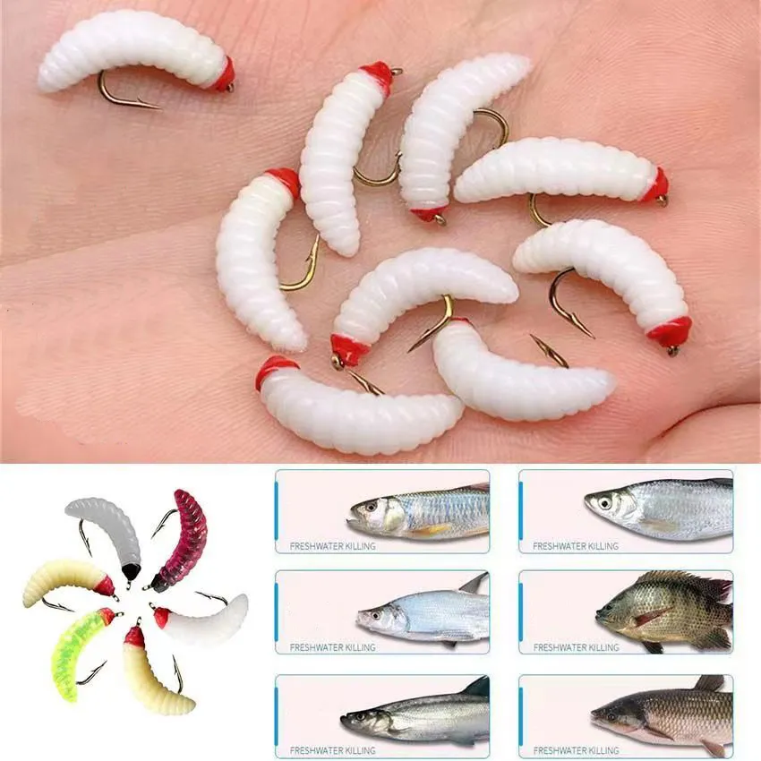 Sidey Weiche Plastikfischerei Köder für Forellen, Fischereiköder, Gummi, Wurm, Wurm, Crappie, Pfanne, Fliegenfischen