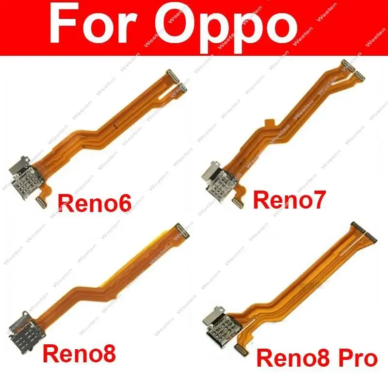 For Oppo Reno 6 7 8 Pro Plus 7SE 5G SIM Card Tray LCD Display Flex Cable Motherboard SIM Card Reader Holder Slot Flex Ribbon