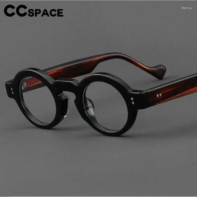 Lunettes de soleil Frames 57398 Vintage Acétate Lunettes Cadre d'épissage Couleur optique Spectacles Round Prescription Cédynamisme