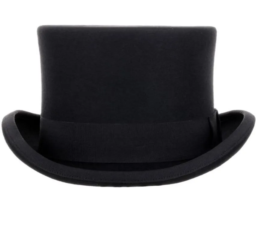 135cm high 100 Wool Top Hat Satin Lined President Party Men039s Felt Derby Black Hat Women Men Fedoras60241961175764
