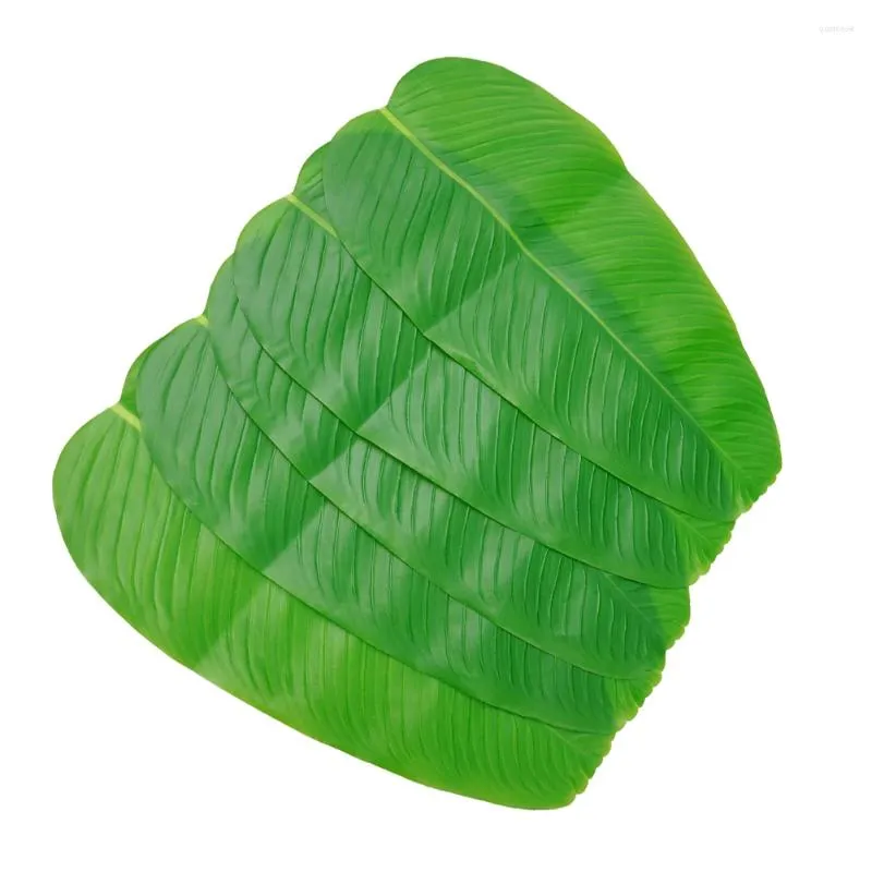 Decorative Flowers Artificial Banana Leaves For Hawaiian Large Luau Party Decor Tropical 5PCS