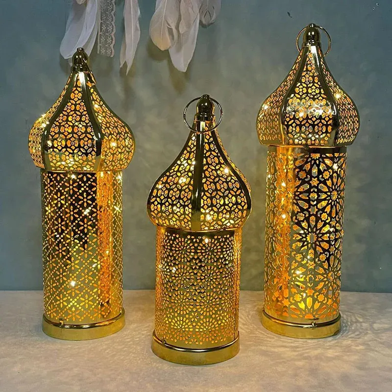 Decorações de luzes Eid de Luzes de Bateria para Lanternas de Masjid em casa Ramadan Kareem Mesquita LED Night Light Islam Party Muçulmano Supplie 240403