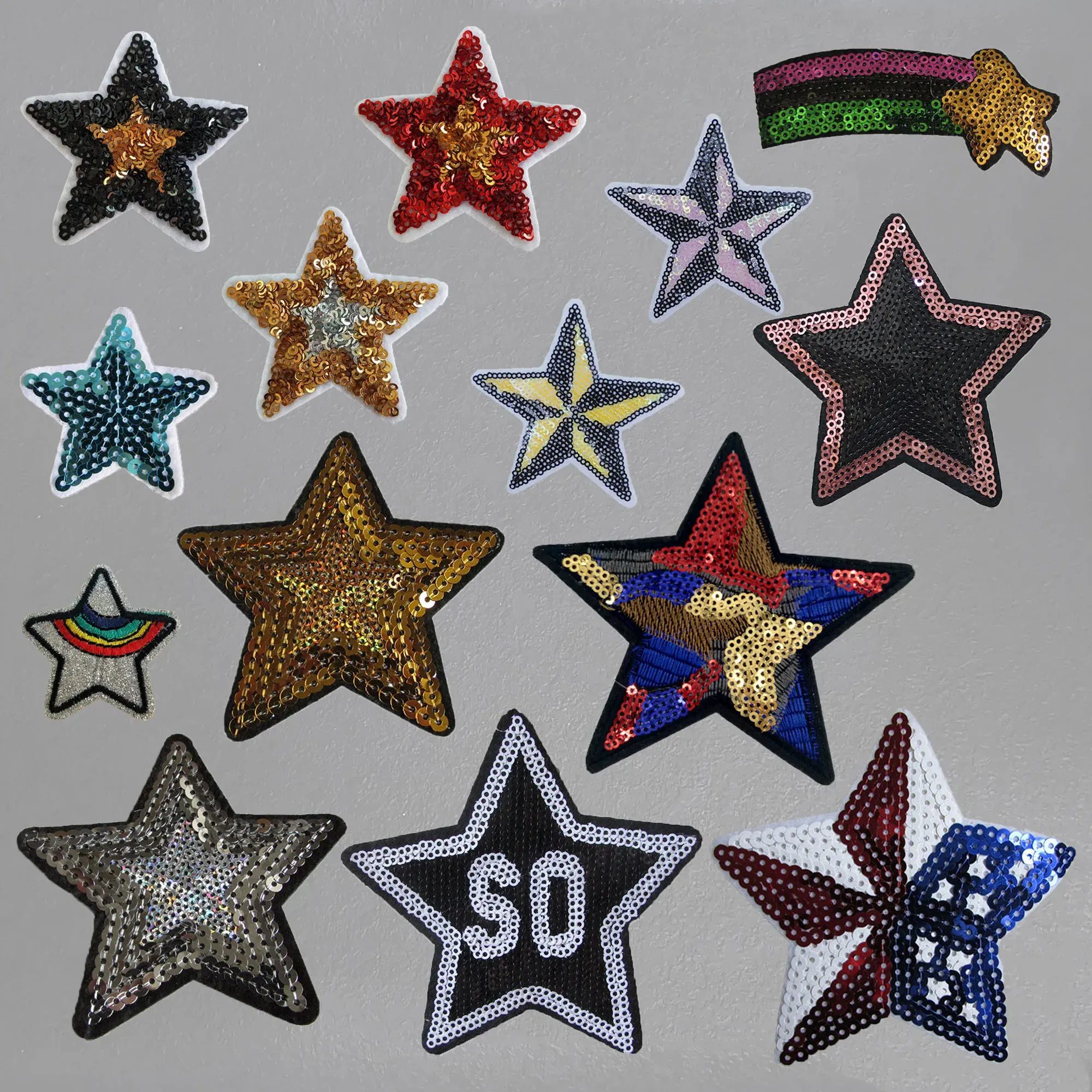 Star Pattern Sequin Embroidery DIY Wholesale Sales 1-10 pcs Hot Melt Adhesive Ironing Sewable Patch Sticks patches for clothing