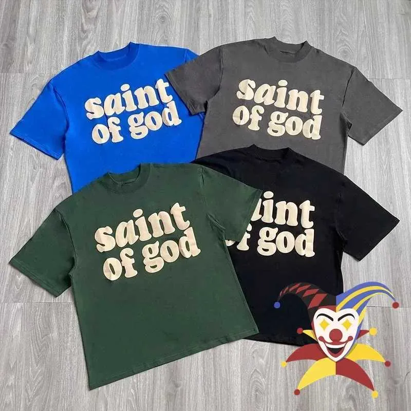 Mens T-Shirts CPFM Aziz Tanrı tişört Yüksek kaliteli sokak kıyafetleri yıkanmış rahat puf baskı aziz Michael Tops Tee J240409
