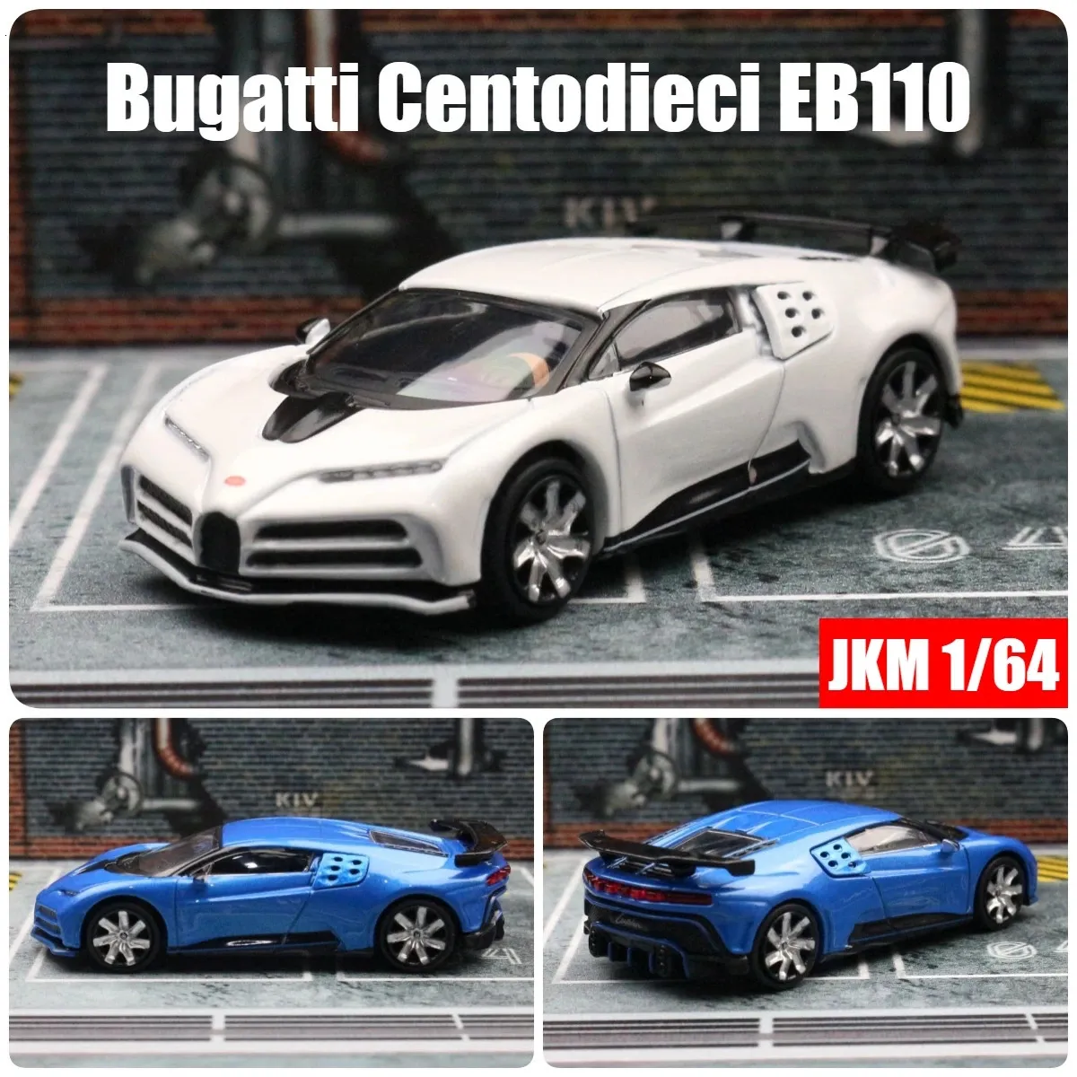 1 64 Bugatti Centodieci EB110 Miniature Toy Car 1/64 JKM Racing Vehicle Model Free Wheels Diecast Alloy Metal Collection Gift 240402