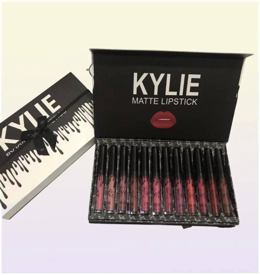 Kylie Jenner Lip Gloss Fall Brithday Leve -Me on Kyshadow Storm 12 Cores Matte Liquid Baticks Cosmetics 12pcs Lipgloss Set9451183