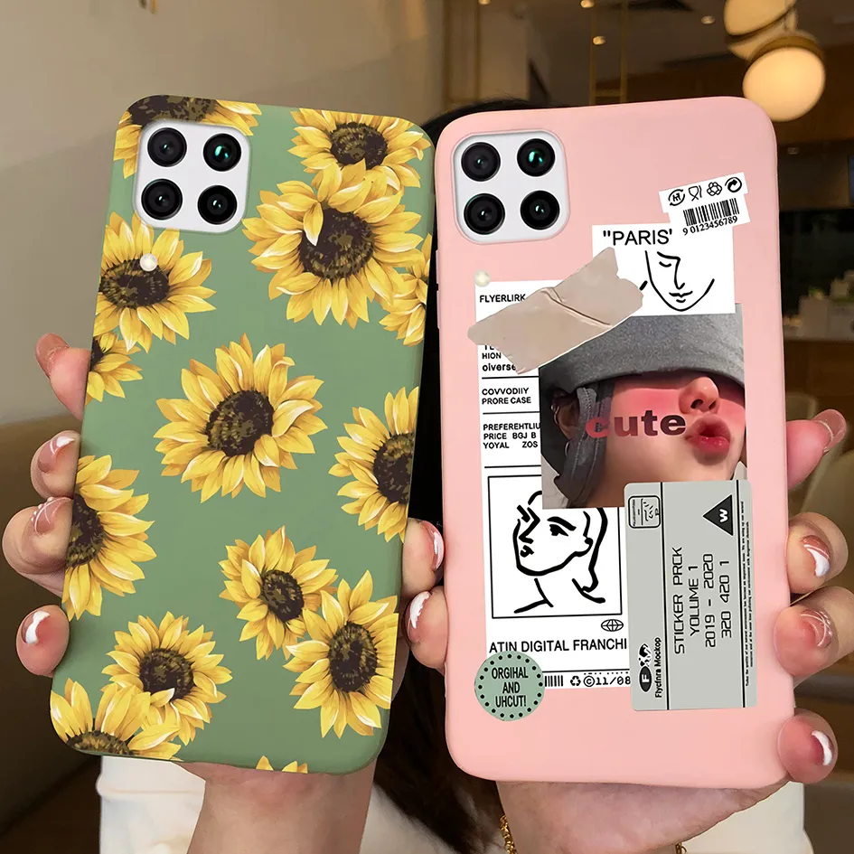 Voor Huawei nova 7i 6 SE P40 Lite Nieuwe telefoonbedekking Fancy Popular Pattern Sunflower Silicone Case voor Hauwei Nova 7i Funda JNY-L22B