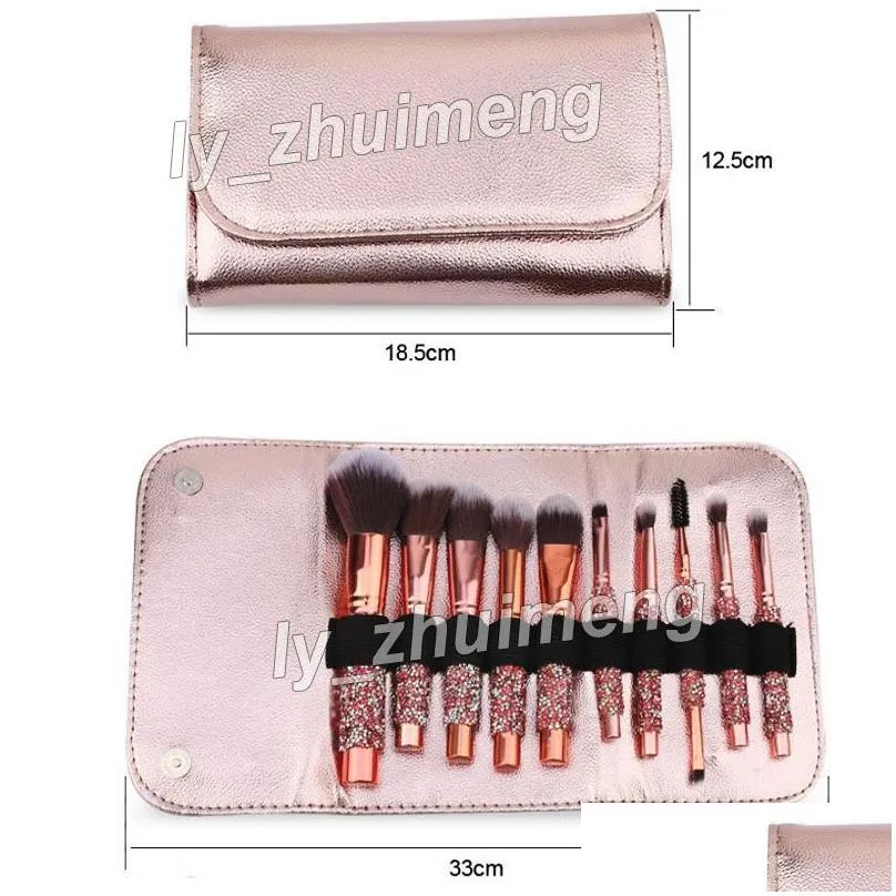 Makeup Brushes Diamondstudded brush 10pcs set Foundation Powder Brushes Eyeshadow Contour Concealer Blush Eyeliner Brow Cosmetic