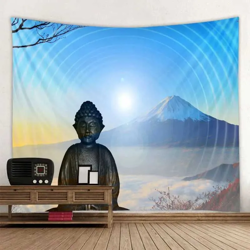 Медитация Будда гобеленя гобелена гобелена хиппи индийский богемный украшение мандалы листы йога мат психоделическая сцена домашнее искусство деко R0411