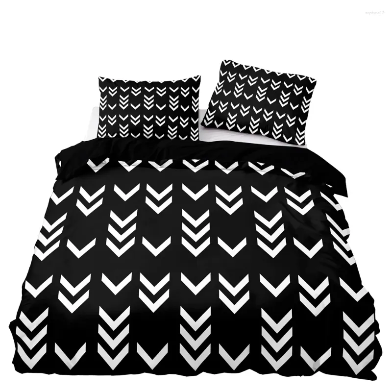 Bedding Sets White Arrow Pattern Duvet Cover Reliable Quality Set Double Twin Size With Pillowcase For Nordic Style Home Textiles