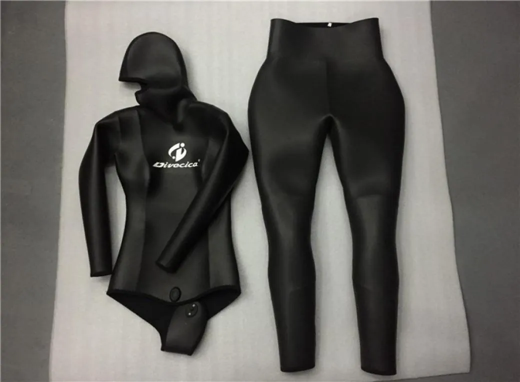 High end professional diving wetsuit men039s solid black jacket and pants diving wear females wetsuit size XS3XL9770647