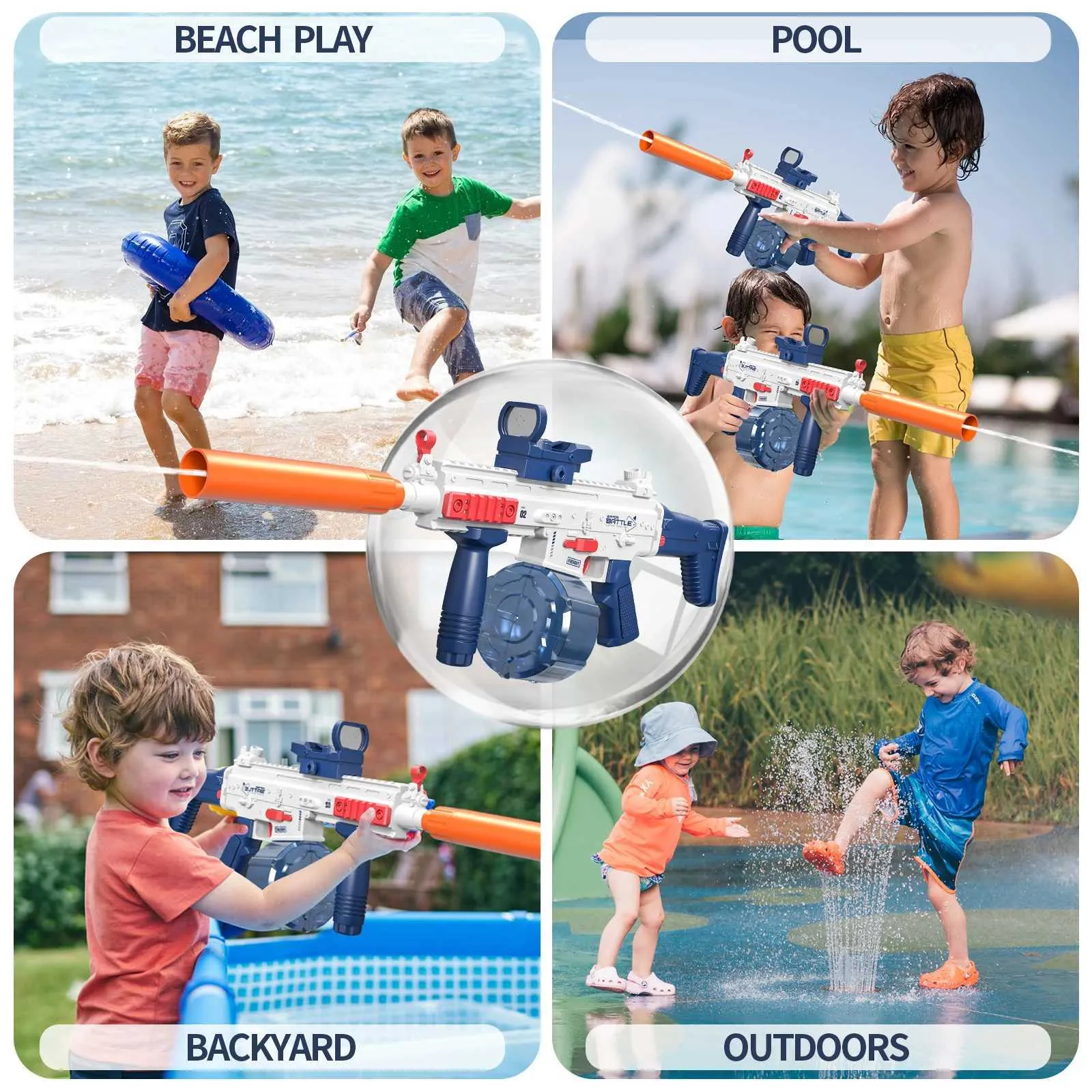 thumbnail interactive-video image 1 of Electric Water Guns For Kids - 32FT Range 400+ Shots Rechargeable Squirt Guns Summer Toy 1 of 5