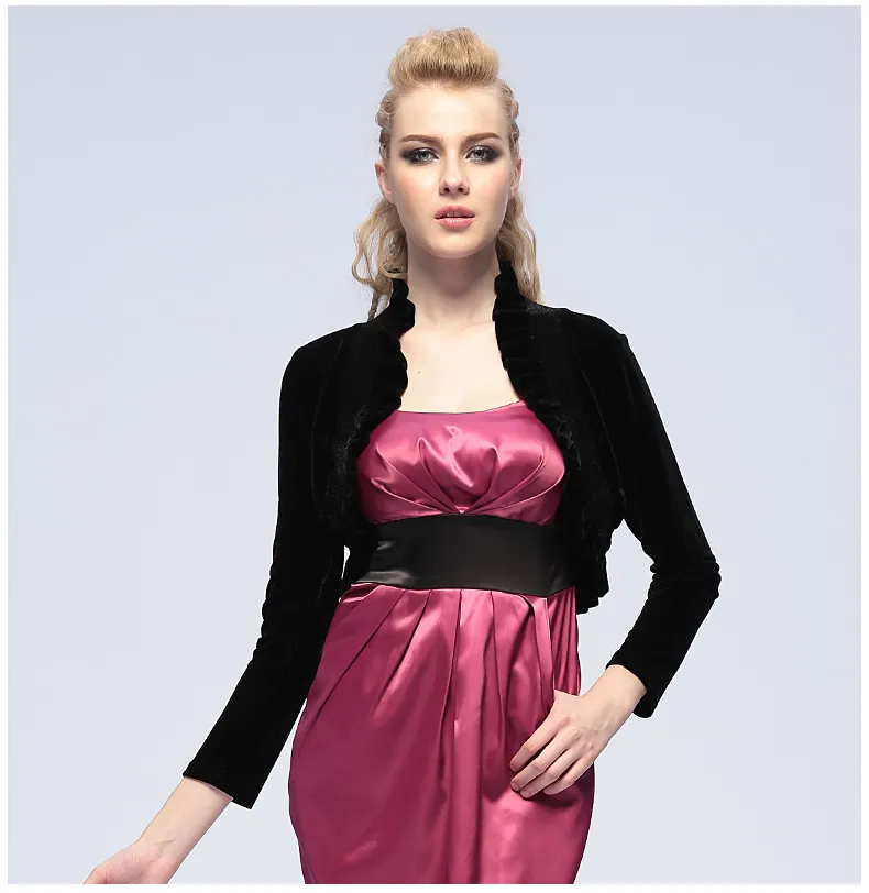Velvet Bolero Jacket for Women Long Sleeve Ruffle Evening Bridal Party from  Dhgate Dress Accessories - price 31.57