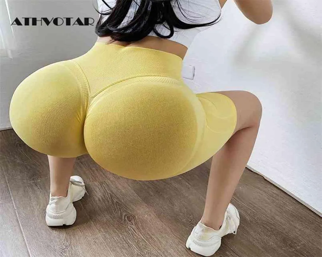 Athvotar Push Up korte leggings vrouwen naadloze fitness sport high taille sportscholen leggings slanke workout vaste kleur vrouwen leggins 210909990794