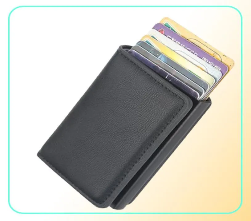 Plånböcker 2022 Aluminium Metal Credit Business Mini Card Wallet 2021 Man Women Smart Holder RFID Drop5887620