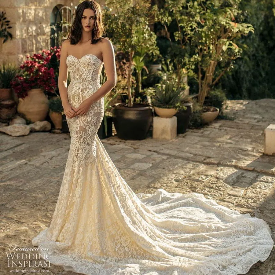 2024 Lace Mermaid Wedding Dress Women Bustier Corset Sweetheart Neckline  Sleeveless Gown with Zipper Back from Dhgate Sheath Wedding Dresses - price  297.53